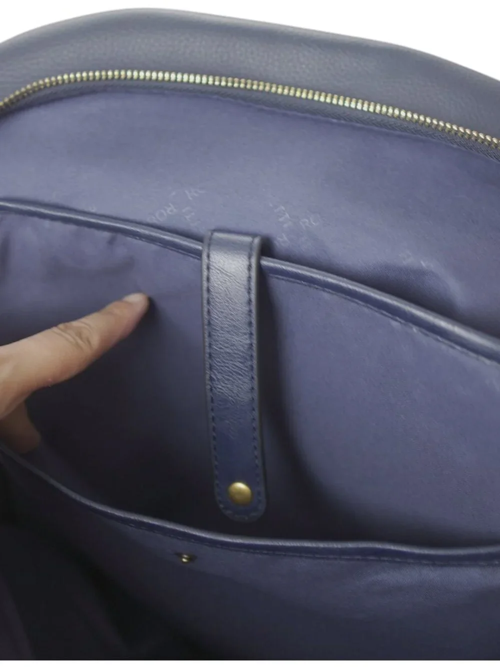 Rosetti Navy Faux Leather Laptop Backpack Work Travel Bag w/ Gold Hardware Chic